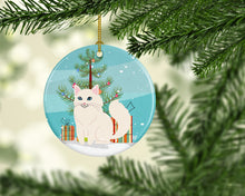 Load image into Gallery viewer, Turkish Angora Cat Merry Christmas Tree Ornament - Round Ceramic Ornament – Artist-Designed Keepsake Decoration BB4413CO1