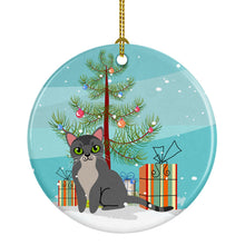 Load image into Gallery viewer, Asian Cat Merry Christmas Tree Ornament - Round Ceramic Ornament – Artist-Designed Keepsake Decoration BB4414CO1