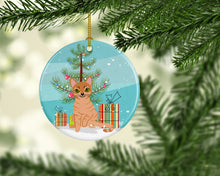Load image into Gallery viewer, Australian Mist Cat Merry Christmas Tree Ornament - Round Ceramic Ornament – Artist-Designed Keepsake Decoration BB4415CO1