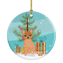 Load image into Gallery viewer, Australian Mist Cat Merry Christmas Tree Ornament - Round Ceramic Ornament – Artist-Designed Keepsake Decoration BB4415CO1