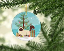 Load image into Gallery viewer, Birman Cat Merry Christmas Tree Ornament - Round Ceramic Ornament – Artist-Designed Keepsake Decoration BB4416CO1