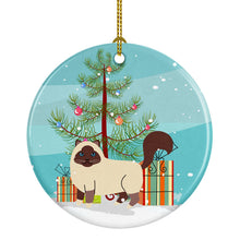 Load image into Gallery viewer, Birman Cat Merry Christmas Tree Ornament - Round Ceramic Ornament – Artist-Designed Keepsake Decoration BB4416CO1