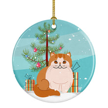 Load image into Gallery viewer, Exotic Shorthair Cat Merry Christmas Tree Ornament - Round Ceramic Ornament – Artist-Designed Keepsake Decoration BB4419CO1