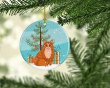 Load image into Gallery viewer, Maine Coon Cat Merry Christmas Tree Ornament - Round Ceramic Ornament – Artist-Designed Keepsake Decoration BB4423CO1