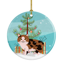 Load image into Gallery viewer, Manx Cat Merry Christmas Tree Ornament - Round Ceramic Ornament – Artist-Designed Keepsake Decoration BB4424CO1