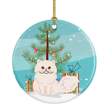 Load image into Gallery viewer, Persian Cat Merry Christmas Tree Ornament - Round Ceramic Ornament – Artist-Designed Keepsake Decoration BB4425CO1