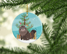 Load image into Gallery viewer, Siberian Cat Merry Christmas Tree Ornament - Round Ceramic Ornament – Artist-Designed Keepsake Decoration BB4430CO1