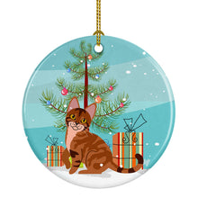 Load image into Gallery viewer, Sokoke Cat Merry Christmas Tree Ornament - Round Ceramic Ornament – Artist-Designed Keepsake Decoration BB4431CO1