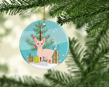 Load image into Gallery viewer, Sphynx Cat Merry Christmas Tree Ornament - Round Ceramic Ornament – Artist-Designed Keepsake Decoration BB4432CO1