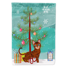 Load image into Gallery viewer, Toyger Cat Merry Christmas Tree Flag Canvas House Size BB4434CHF