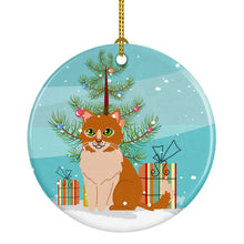 Load image into Gallery viewer, Merry Christmas Tree Ural Rex Cat Ornament - Round Ceramic Ornament – Artist-Designed Keepsake Decoration BB4435CO1