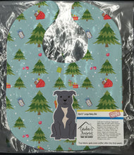 Load image into Gallery viewer, Christmas Staffordshire Bull Terrier Blue Baby Bib BB4706BIB