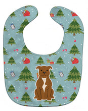 Load image into Gallery viewer, Christmas Staffordshire Bull Terrier Brown Baby Bib BB4707BIB