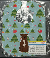 Load image into Gallery viewer, Christmas Staffordshire Bull Terrier Chocolate Baby Bib BB4708BIB