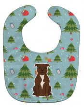 Load image into Gallery viewer, Christmas Staffordshire Bull Terrier Chocolate Baby Bib BB4708BIB