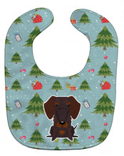 Load image into Gallery viewer, Christmas Wire Haired Dachshund Chocolate Baby Bib BB4789BIB