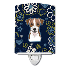 Load image into Gallery viewer, Blue Flowers Jack Russell Terrier Ceramic Night Light BB5053CNL