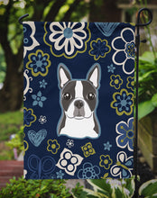 Load image into Gallery viewer, Blue Flowers Boston Terrier Garden Flag - Outdoor Decorative Yard Flag