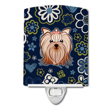 Load image into Gallery viewer, Blue Flowers Yorkie Yorkishire Terrier Ceramic Night Light BB5055CNL