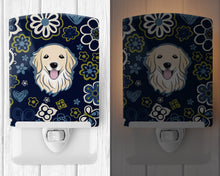 Load image into Gallery viewer, Blue Flowers Golden Retriever Ceramic Night Light BB5056CNL