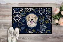 Load image into Gallery viewer, Blue Flowers Golden Retriever Doormat - 24x36 Decorative Floor Mat – Indoor/Outdoor Rug with Artistic Flair BB5056JMAT