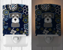 Load image into Gallery viewer, Blue Flowers Schnauzer Ceramic Night Light BB5057CNL