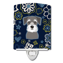 Load image into Gallery viewer, Blue Flowers Schnauzer Ceramic Night Light BB5057CNL