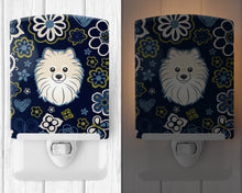 Load image into Gallery viewer, Blue Flowers Pomeranian Ceramic Night Light BB5058CNL
