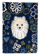 Load image into Gallery viewer, Blue Flowers Pomeranian Garden Flag - Outdoor Decorative Yard Flag BB5058GF