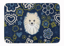 Load image into Gallery viewer, Blue Flowers Pomeranian Machine Washable Memory Foam Mat BB5058RUG