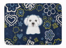 Load image into Gallery viewer, Blue Flowers Maltese Machine Washable Memory Foam Mat BB5059RUG