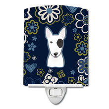 Load image into Gallery viewer, Blue Flowers Bull Terrier Ceramic Night Light BB5060CNL