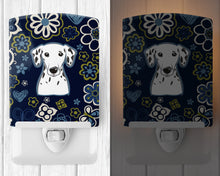 Load image into Gallery viewer, Blue Flowers Dalmatian Ceramic Night Light BB5061CNL