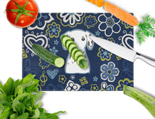 Load image into Gallery viewer, Blue Flowers Dalmatian Glass Cutting Boards – Durable, Decorative Kitchen Art Large BB5061LCB