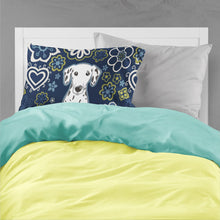 Load image into Gallery viewer, Blue Flowers Dalmatian Fabric Standard Pillowcase – Artistic Decorative Front, White Back BB5061PILLOWCASE