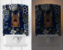Load image into Gallery viewer, Blue Flowers German Shepherd Ceramic Night Light BB5062CNL