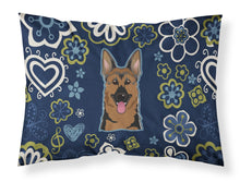 Load image into Gallery viewer, Blue Flowers German Shepherd Fabric Standard Pillowcase – Artistic Decorative Front, White Back BB5062PILLOWCASE