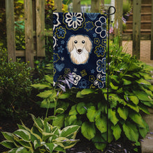 Load image into Gallery viewer, Blue Flowers Longhair Creme Dachshund Garden Flag - Outdoor Decorative Yard Flag BB5063GF