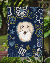 Load image into Gallery viewer, Blue Flowers Longhair Creme Dachshund Garden Flag - Outdoor Decorative Yard Flag BB5063GF