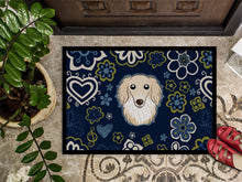 Load image into Gallery viewer, Blue Flowers Longhair Creme Dachshund Doormat - 24x36 Decorative Floor Mat – Indoor/Outdoor Rug with Artistic Flair BB5063JMAT