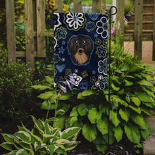 Load image into Gallery viewer, Blue Flowers Longhair Black and Tan Dachshund Garden Flag - Outdoor Decorative Yard Flag BB5064GF