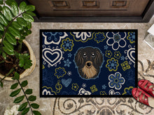 Load image into Gallery viewer, Blue Flowers Longhair Black and Tan Dachshund Doormat - 24x36 Decorative Floor Mat – Indoor/Outdoor Rug with Artistic Flair BB5064JMAT