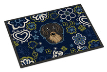 Load image into Gallery viewer, Blue Flowers Longhair Black and Tan Dachshund Doormat - 18x27 Decorative Floor Mat – Indoor/Outdoor Rug with Artistic Flair BB5064MAT
