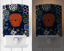 Load image into Gallery viewer, Blue Flowers Longhair Red Dachshund Ceramic Night Light BB5065CNL