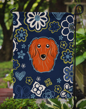 Load image into Gallery viewer, Blue Flowers Longhair Red Dachshund Garden Flag - Outdoor Decorative Yard Flag BB5065GF