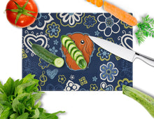 Load image into Gallery viewer, Blue Flowers Longhair Red Dachshund Glass Cutting Boards – Durable, Decorative Kitchen Art Large BB5065LCB