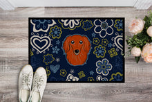 Load image into Gallery viewer, Blue Flowers Longhair Red Dachshund Doormat - 18x27 Decorative Floor Mat – Indoor/Outdoor Rug with Artistic Flair BB5065MAT
