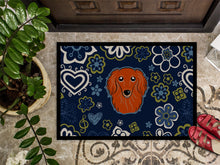 Load image into Gallery viewer, Blue Flowers Longhair Red Dachshund Doormat - 18x27 Decorative Floor Mat – Indoor/Outdoor Rug with Artistic Flair BB5065MAT