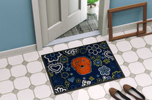 Load image into Gallery viewer, Blue Flowers Longhair Red Dachshund Doormat - 18x27 Decorative Floor Mat – Indoor/Outdoor Rug with Artistic Flair BB5065MAT