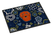 Load image into Gallery viewer, Blue Flowers Longhair Red Dachshund Doormat - 18x27 Decorative Floor Mat – Indoor/Outdoor Rug with Artistic Flair BB5065MAT